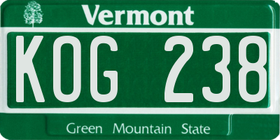 VT license plate KOG238