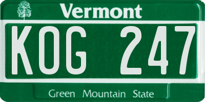 VT license plate KOG247