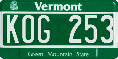 VT license plate KOG253
