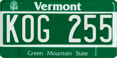 VT license plate KOG255