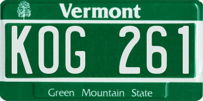 VT license plate KOG261