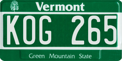 VT license plate KOG265