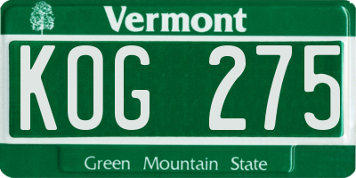 VT license plate KOG275