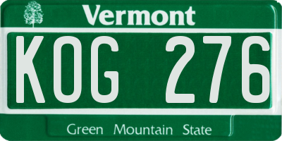 VT license plate KOG276