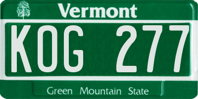 VT license plate KOG277