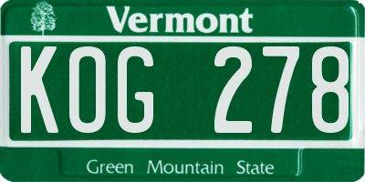 VT license plate KOG278