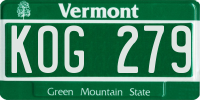 VT license plate KOG279
