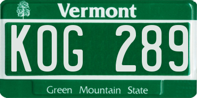 VT license plate KOG289