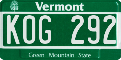 VT license plate KOG292