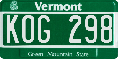 VT license plate KOG298
