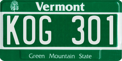 VT license plate KOG301