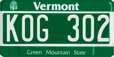 VT license plate KOG302