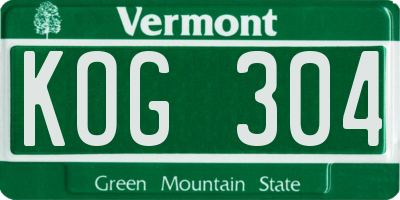 VT license plate KOG304