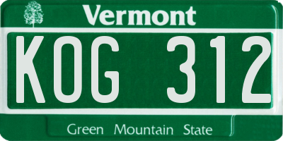 VT license plate KOG312