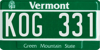 VT license plate KOG331