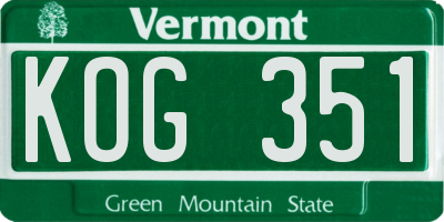 VT license plate KOG351