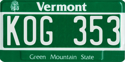 VT license plate KOG353