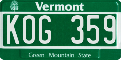 VT license plate KOG359