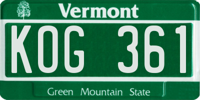 VT license plate KOG361