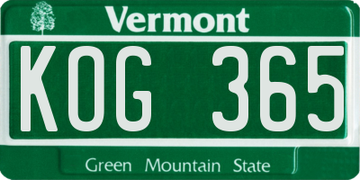 VT license plate KOG365