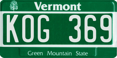 VT license plate KOG369