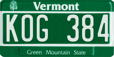 VT license plate KOG384