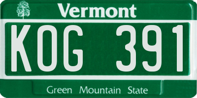 VT license plate KOG391