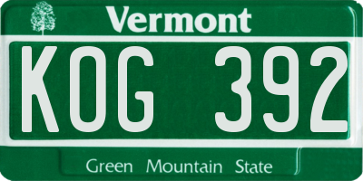 VT license plate KOG392