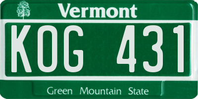 VT license plate KOG431