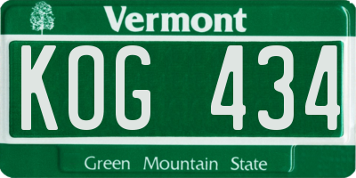VT license plate KOG434