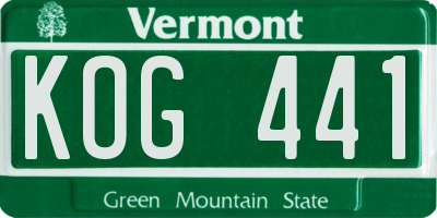 VT license plate KOG441