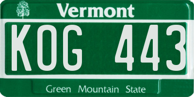 VT license plate KOG443