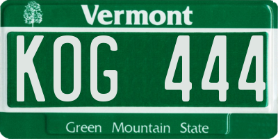 VT license plate KOG444