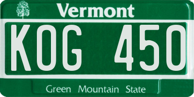 VT license plate KOG450