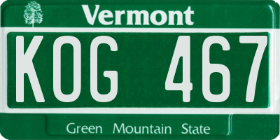 VT license plate KOG467