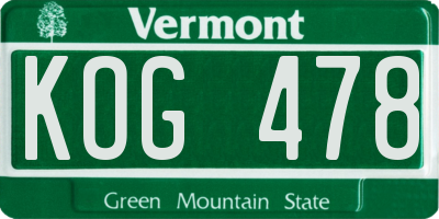 VT license plate KOG478