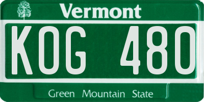 VT license plate KOG480