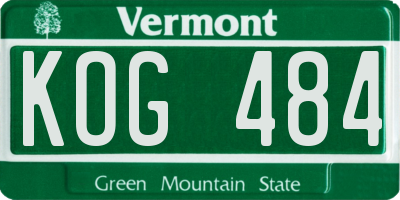 VT license plate KOG484