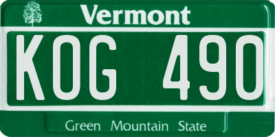 VT license plate KOG490