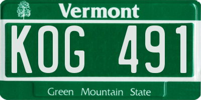 VT license plate KOG491