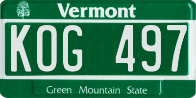 VT license plate KOG497