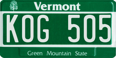 VT license plate KOG505