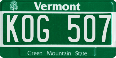 VT license plate KOG507