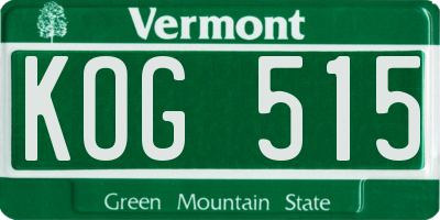 VT license plate KOG515