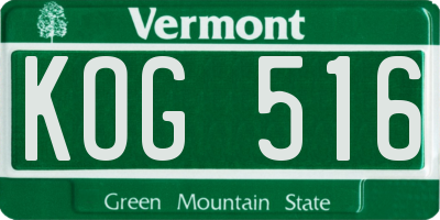 VT license plate KOG516