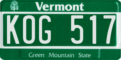 VT license plate KOG517