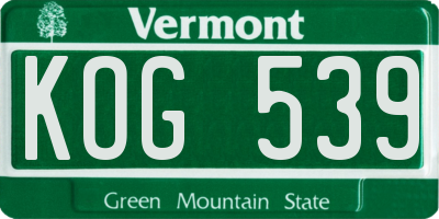 VT license plate KOG539