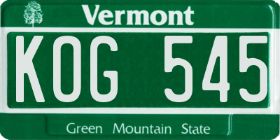 VT license plate KOG545