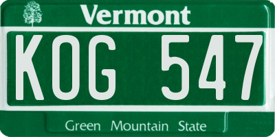 VT license plate KOG547