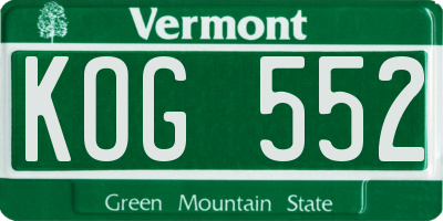 VT license plate KOG552